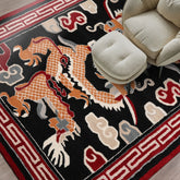 loomBloom Black 3x5 Pictorial Traditional Chinese Art Deco Dragon and Phoenix Hand Tufted Wool Oriental Area Rug
